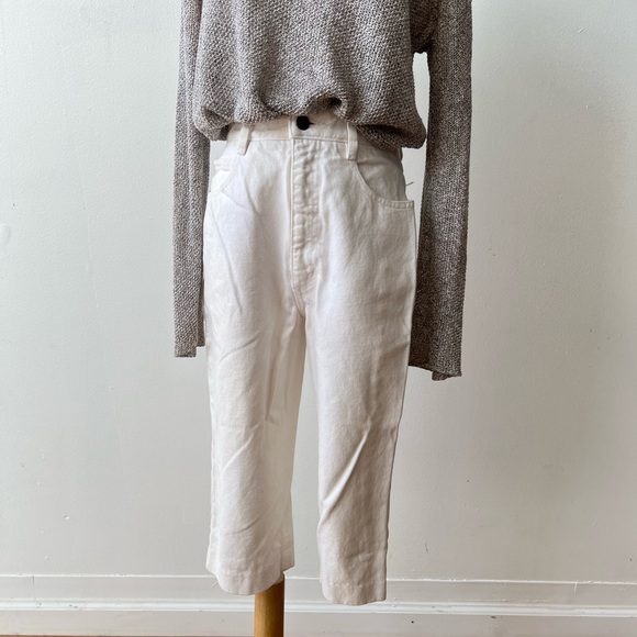 VINTAGE 90s Talbots High Rise White Denim Clam Digger Capris Womens 26” - Picture 2 of 5